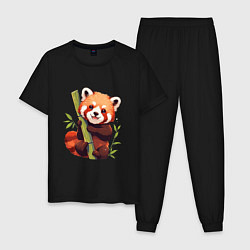 Пижама хлопковая мужская The Red Panda, цвет: черный