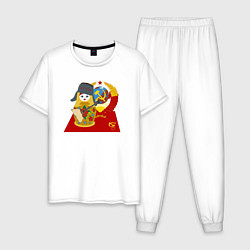 Пижама хлопковая мужская Матрешка СССР, цвет: белый