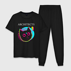 Пижама хлопковая мужская Architects rock star cat, цвет: черный