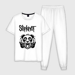 Пижама хлопковая мужская Slipknot - rock panda, цвет: белый