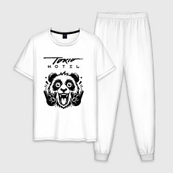 Пижама хлопковая мужская Tokio Hotel - rock panda, цвет: белый