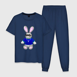 Пижама хлопковая мужская Кролик с цепочкой, цвет: тёмно-синий