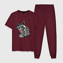 Пижама хлопковая мужская Raccoon, цвет: меланж-бордовый