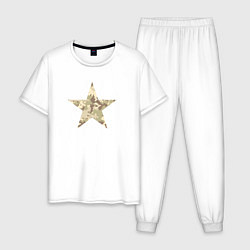 Пижама хлопковая мужская Звезда камуфляж песочный, цвет: белый