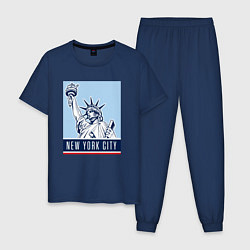 Пижама хлопковая мужская Style New York, цвет: тёмно-синий