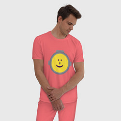 Пижама хлопковая мужская Content Warning жёлтый, цвет: коралловый — фото 2