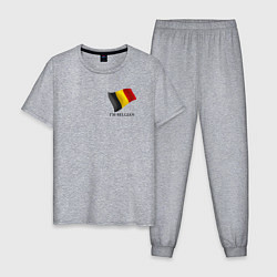 Пижама хлопковая мужская Im Belgian - motto, цвет: меланж