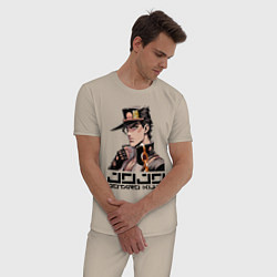 Пижама хлопковая мужская Jotaro Kujo - Jojo ai art, цвет: миндальный — фото 2