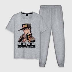 Пижама хлопковая мужская Jotaro Kujo - Jojo ai art, цвет: меланж