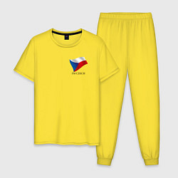 Пижама хлопковая мужская Im Czech - motto, цвет: желтый