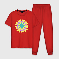 Пижама хлопковая мужская Фигуры в круговом виде, цвет: красный