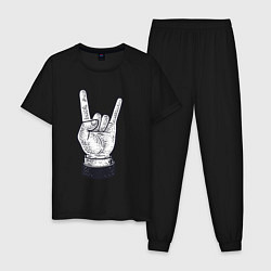 Пижама хлопковая мужская Rock hand, цвет: черный