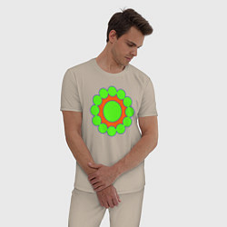 Пижама хлопковая мужская Окружности по кругу, цвет: миндальный — фото 2