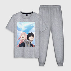 Пижама хлопковая мужская Милый во Франксе Хиро, цвет: меланж