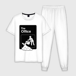 Пижама хлопковая мужская Суп и офис, цвет: белый