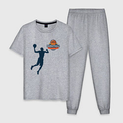 Пижама хлопковая мужская Игрок в баскетбол basketball, цвет: меланж