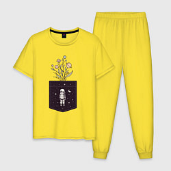 Пижама хлопковая мужская Космический карман, цвет: желтый