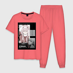 Пижама хлопковая мужская Милый во Франксе Zero Two, цвет: коралловый