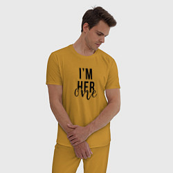Пижама хлопковая мужская I am her one, цвет: горчичный — фото 2