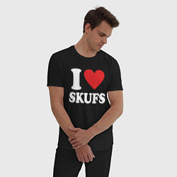 Пижама хлопковая мужская I love - skufs, цвет: черный — фото 2