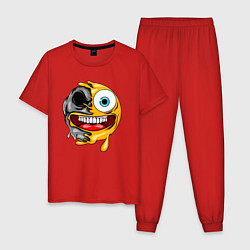 Пижама хлопковая мужская Радостный смайлик, цвет: красный