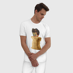 Пижама хлопковая мужская Шиле в мешке не утаишь, цвет: белый — фото 2