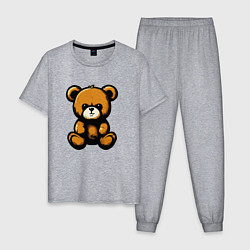Пижама хлопковая мужская Тедди медведь, цвет: меланж