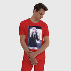 Пижама хлопковая мужская Надзуна Нанакуса - Песнь ночных сов, цвет: красный — фото 2