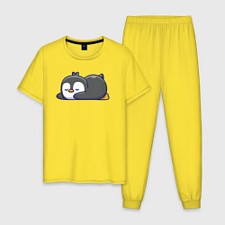 Пижама хлопковая мужская Пингвин отдыхает, цвет: желтый