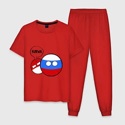 Пижама хлопковая мужская Курва, цвет: красный