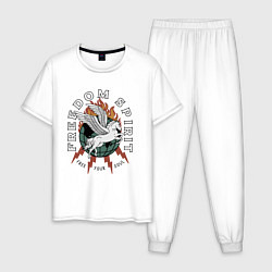 Пижама хлопковая мужская Свободный дух арт, цвет: белый
