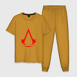 Пижама хлопковая мужская Red logo of assassins, цвет: горчичный