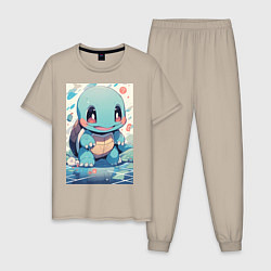 Пижама хлопковая мужская Покемон Сквиртл, цвет: миндальный