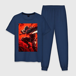 Пижама хлопковая мужская Берсерк Гатс Чёрный мечник проклятый, цвет: тёмно-синий