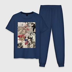 Пижама хлопковая мужская Нана Осаки коллаж, цвет: тёмно-синий
