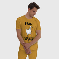 Пижама хлопковая мужская Белый гусь с ножом, цвет: горчичный — фото 2