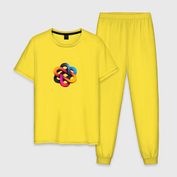 Пижама хлопковая мужская Кольцевой овал, цвет: желтый