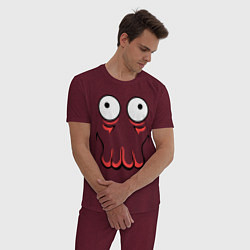 Пижама хлопковая мужская John Zoidberg Face, цвет: меланж-бордовый — фото 2