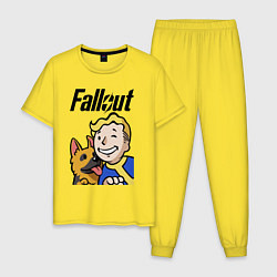 Пижама хлопковая мужская Vault boy and shepherd, цвет: желтый