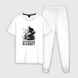 Пижама хлопковая мужская Кролик ручной работы, цвет: белый