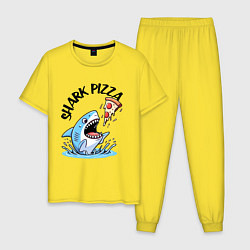 Пижама хлопковая мужская Shark pizza - ai art fantasy, цвет: желтый