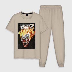 Пижама хлопковая мужская Twisted metal 2 - clown head, цвет: миндальный