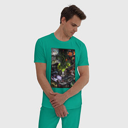 Пижама хлопковая мужская Half life 1 - levels and bosses, цвет: зеленый — фото 2