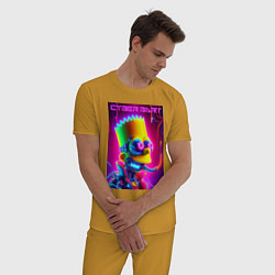 Пижама хлопковая мужская Cyber Bart - neon glow fantasy, цвет: горчичный — фото 2
