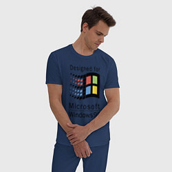 Пижама хлопковая мужская Разработанный для windows 98, цвет: тёмно-синий — фото 2