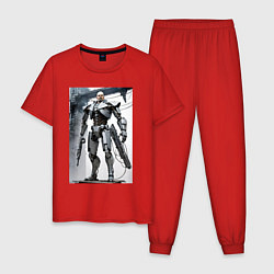 Пижама хлопковая мужская Ленин робот - киборг ai art, цвет: красный