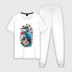 Мужская пижама Птица зимородок среди цветов