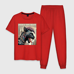 Пижама хлопковая мужская Cool panther - punks not dead, цвет: красный