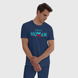 Пижама хлопковая мужская Once human logo, цвет: тёмно-синий — фото 2