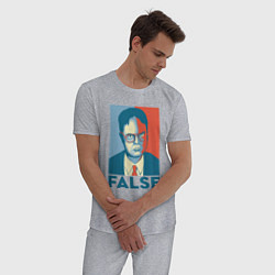 Пижама хлопковая мужская Dwight false - офис, цвет: меланж — фото 2